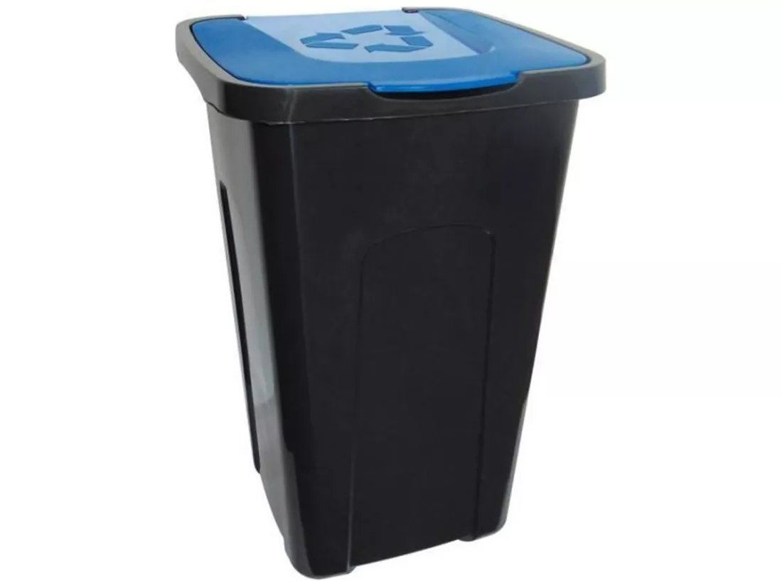Papier de recyclage en polypropylène, avec couvercle, 50 litres, 36,5x37x55,5 couvercle bleu