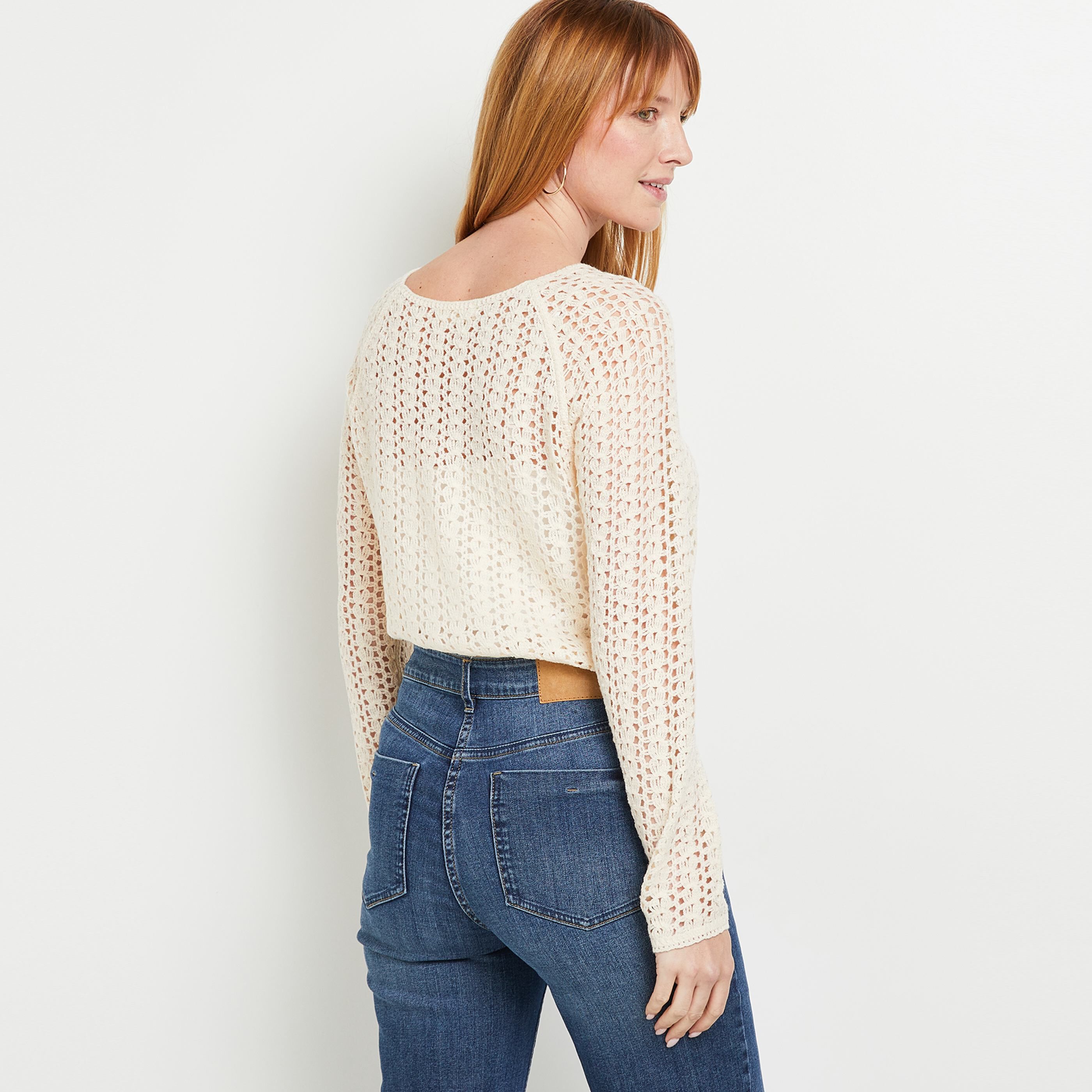 Pull en crochet femme - BLANC
