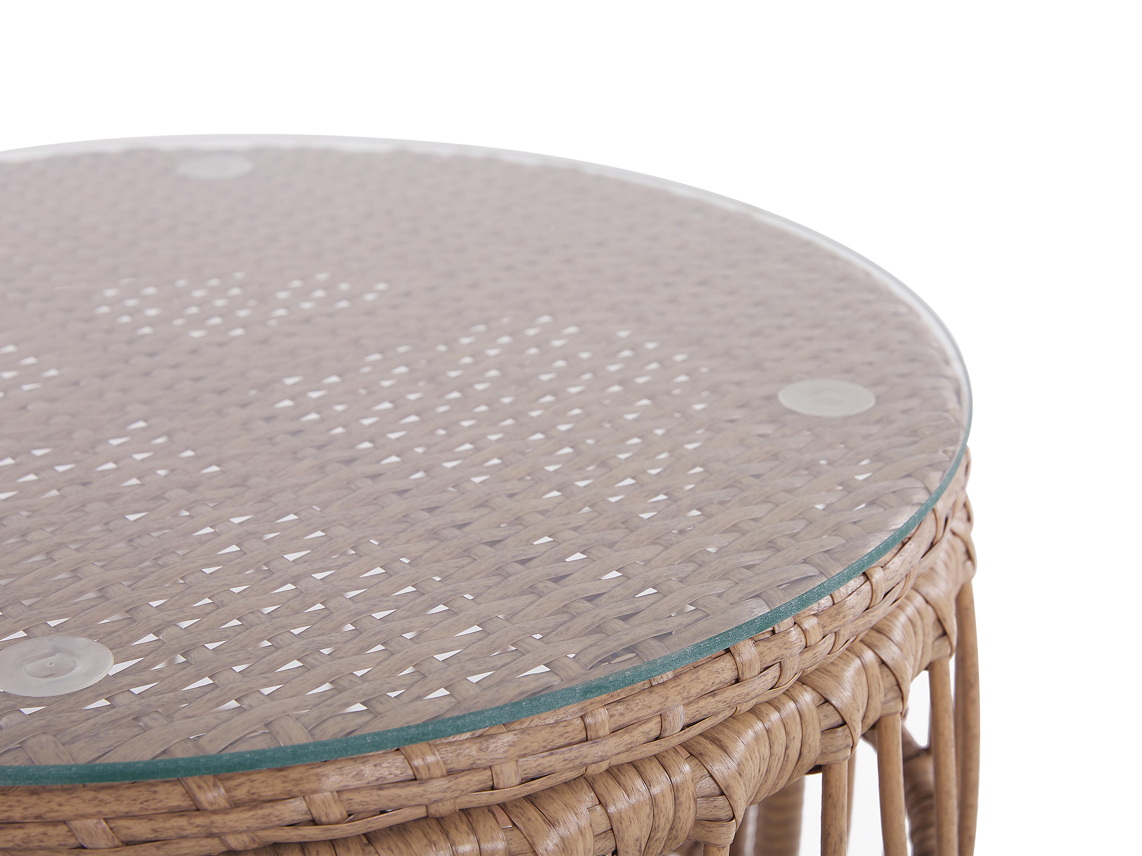 Loungeset met tafel 4-zits RAVELLO PE rotan Natuurlijk