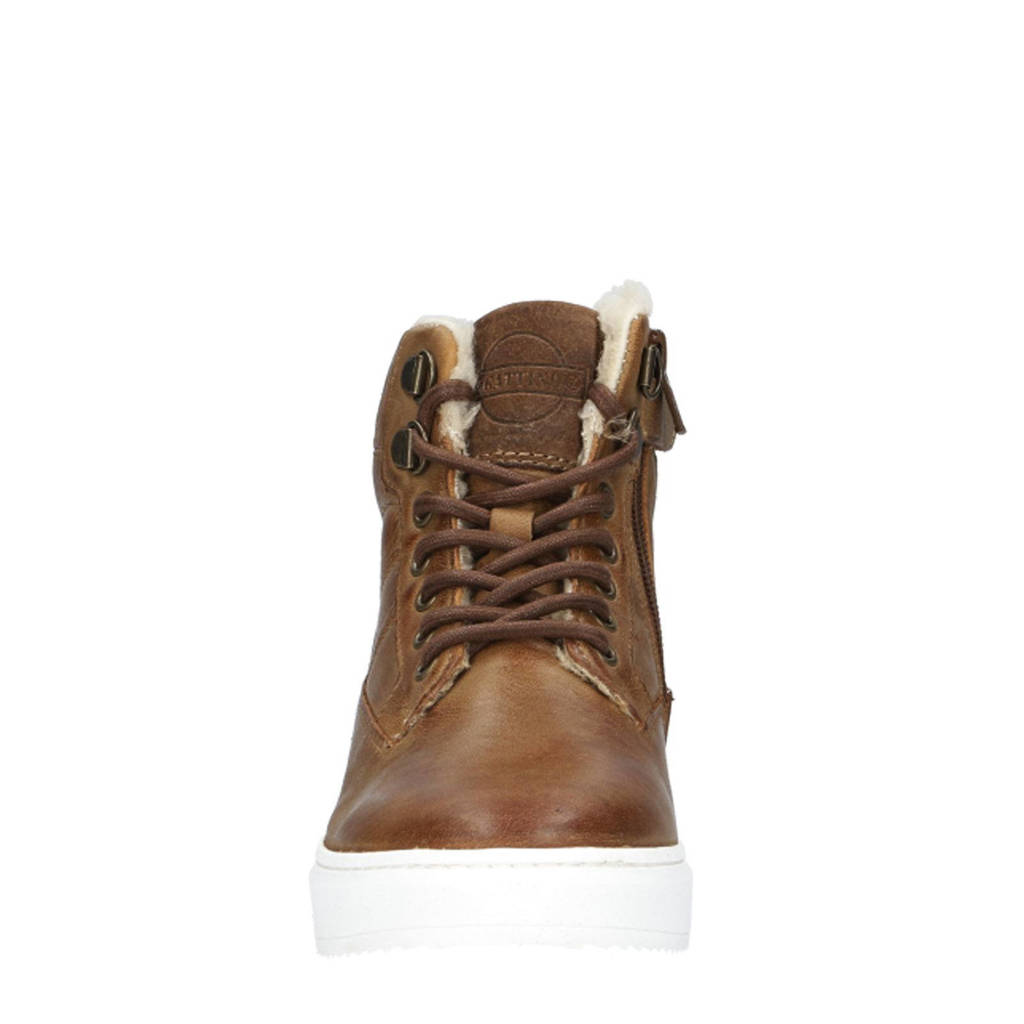 Gattino gevoerde leren sneakers cognac