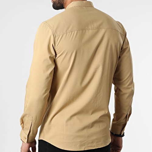 Chemise Manches Longues Col Mao J530 Beige Foncé