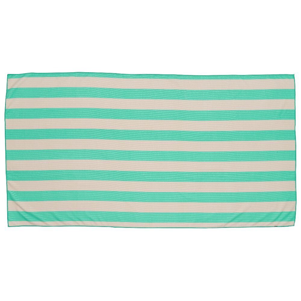 Serviette de plage microfibre marinière blanc et vert 1 personne