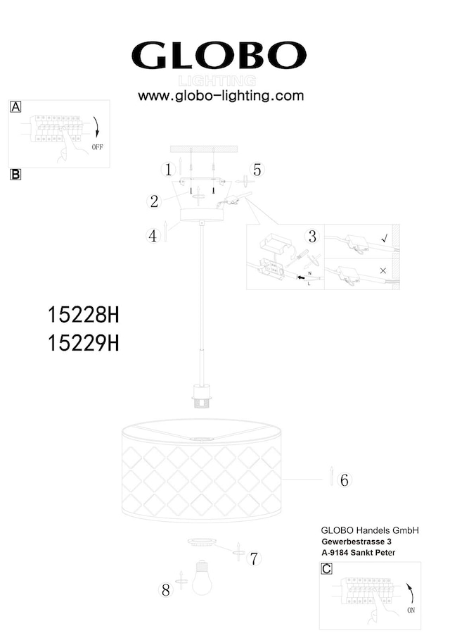 GLOBO Retrofit Pendellampe CLARKE 40 cm nickelfarbig