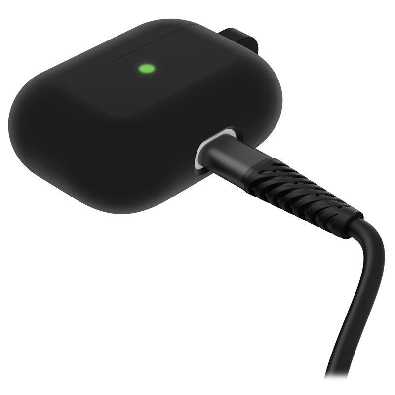 AirPods Pro Hardcase Schutzhülle Abdeckung mit 360° Schutz   Karabinerhaken (77-83782) - Black Taffy (Schwarz)