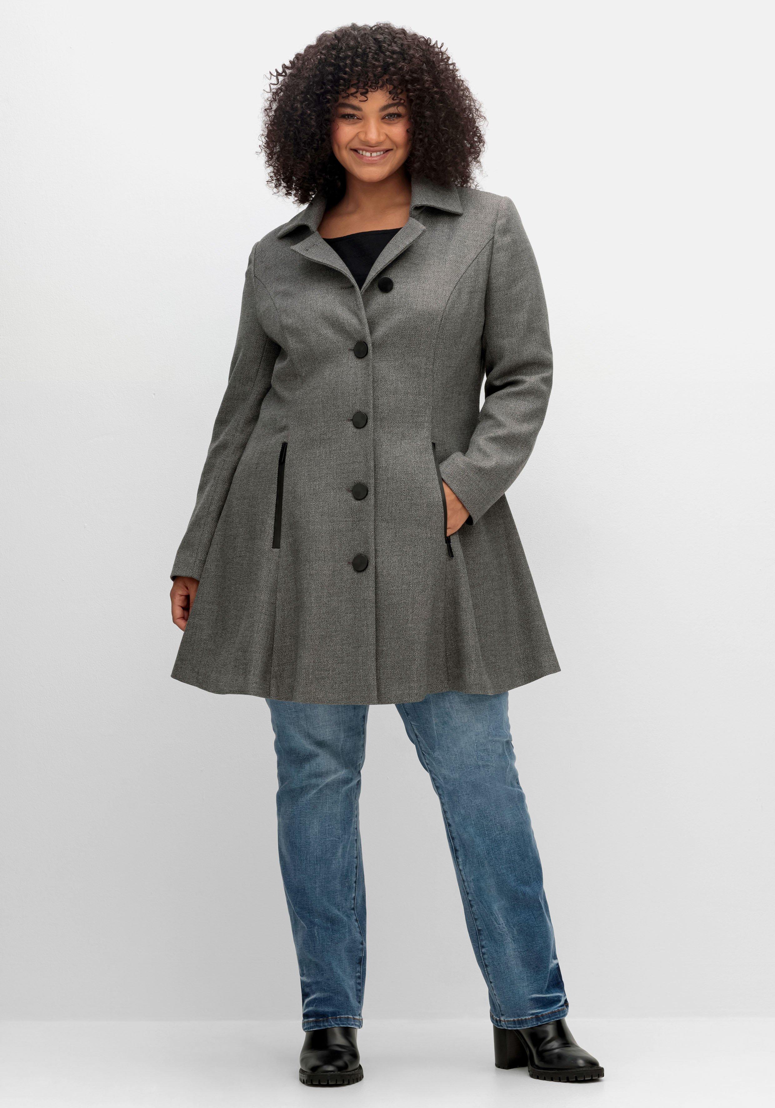 Taillierter, ausgestellter Twill-Kurzmantel