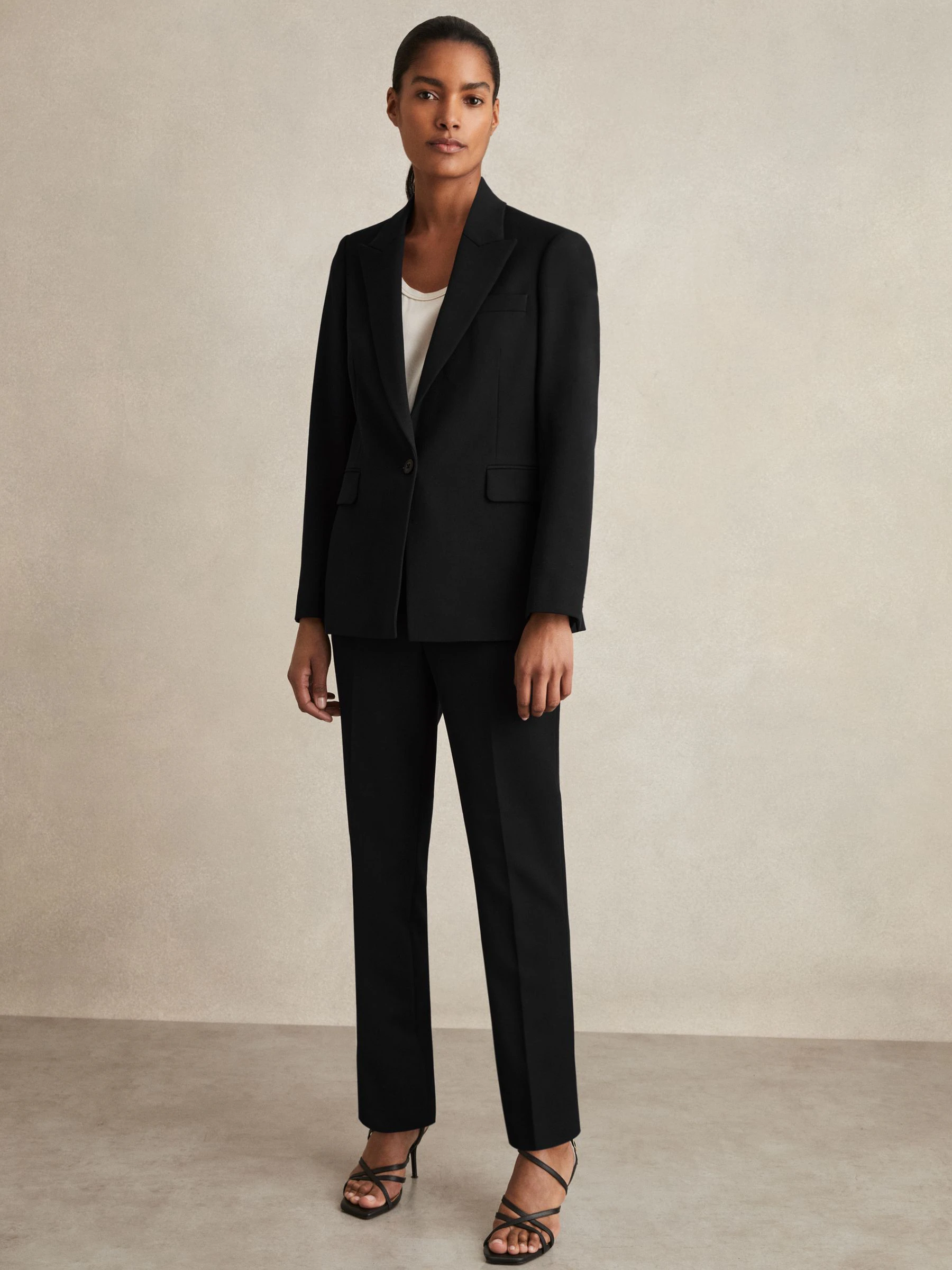 Zwart - Reiss Gabi slim-fit kostuumbroek