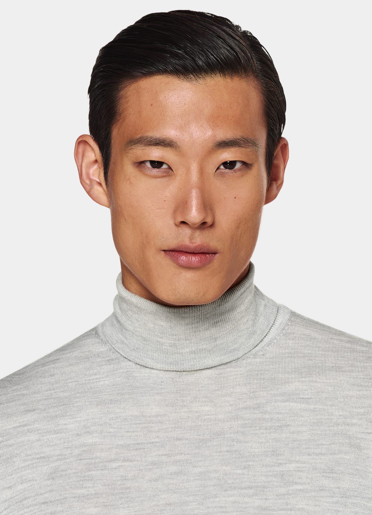 Col roulé Merino gris clair