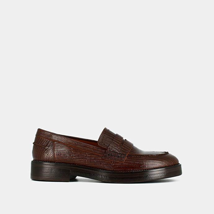 Mocassins  en cuir reptile marron