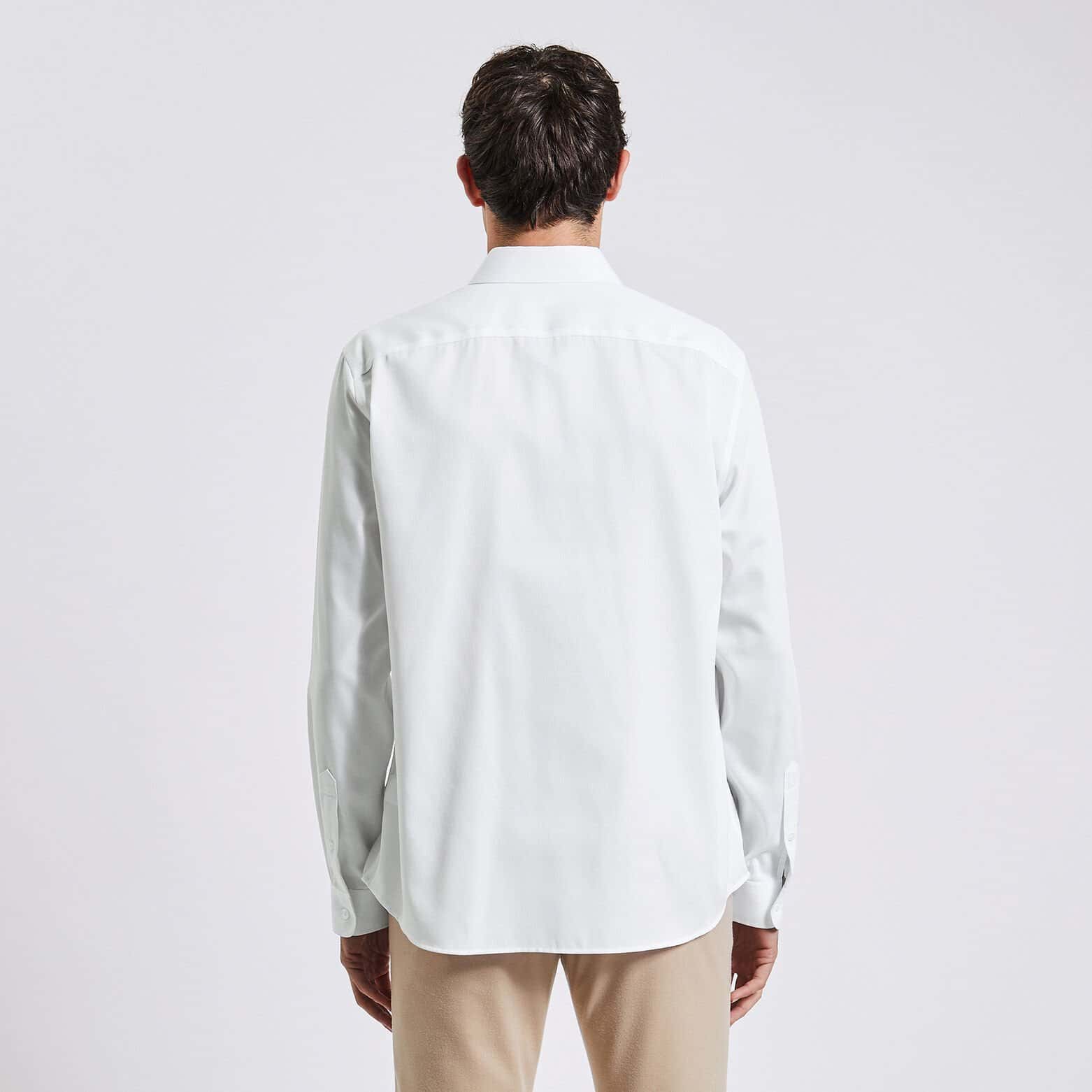 Chemise regular sans repassage unie coton Blanc