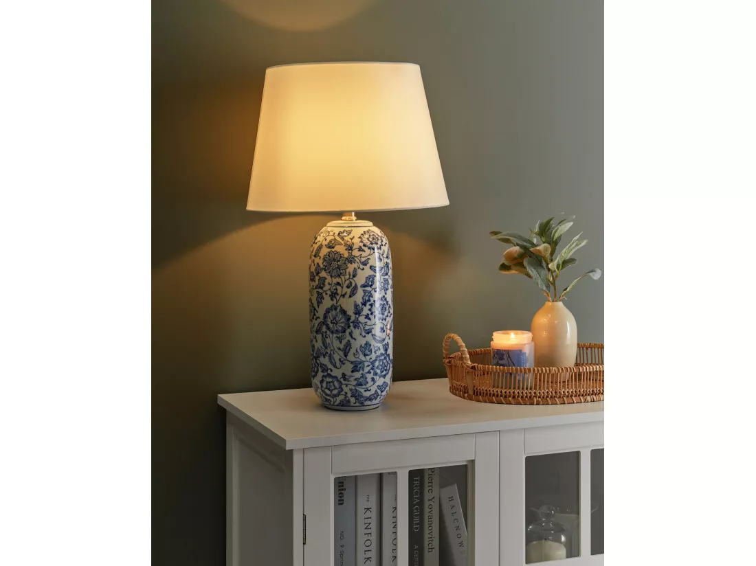 Lampe à poser AIBONITO Porcelaine Bleu