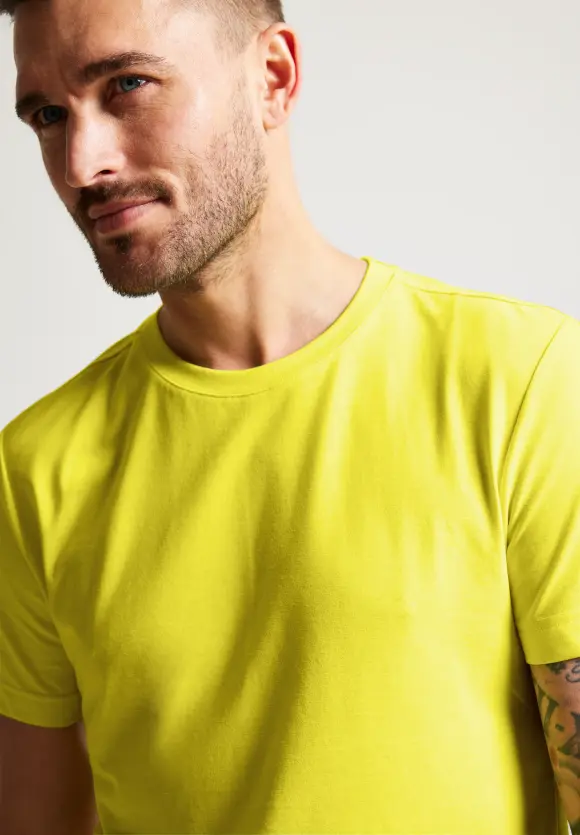 Basic T-Shirt in Unifarbe - lemon yellow