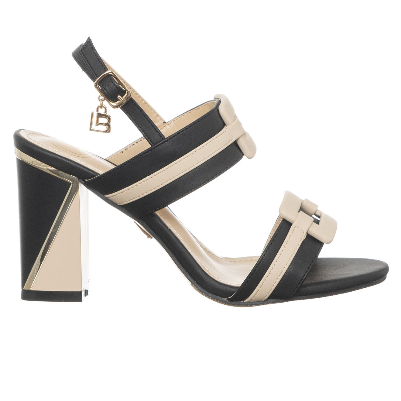 Laura Biagiotti Sandales Iris noir/beige/doré - Talon 9 cm