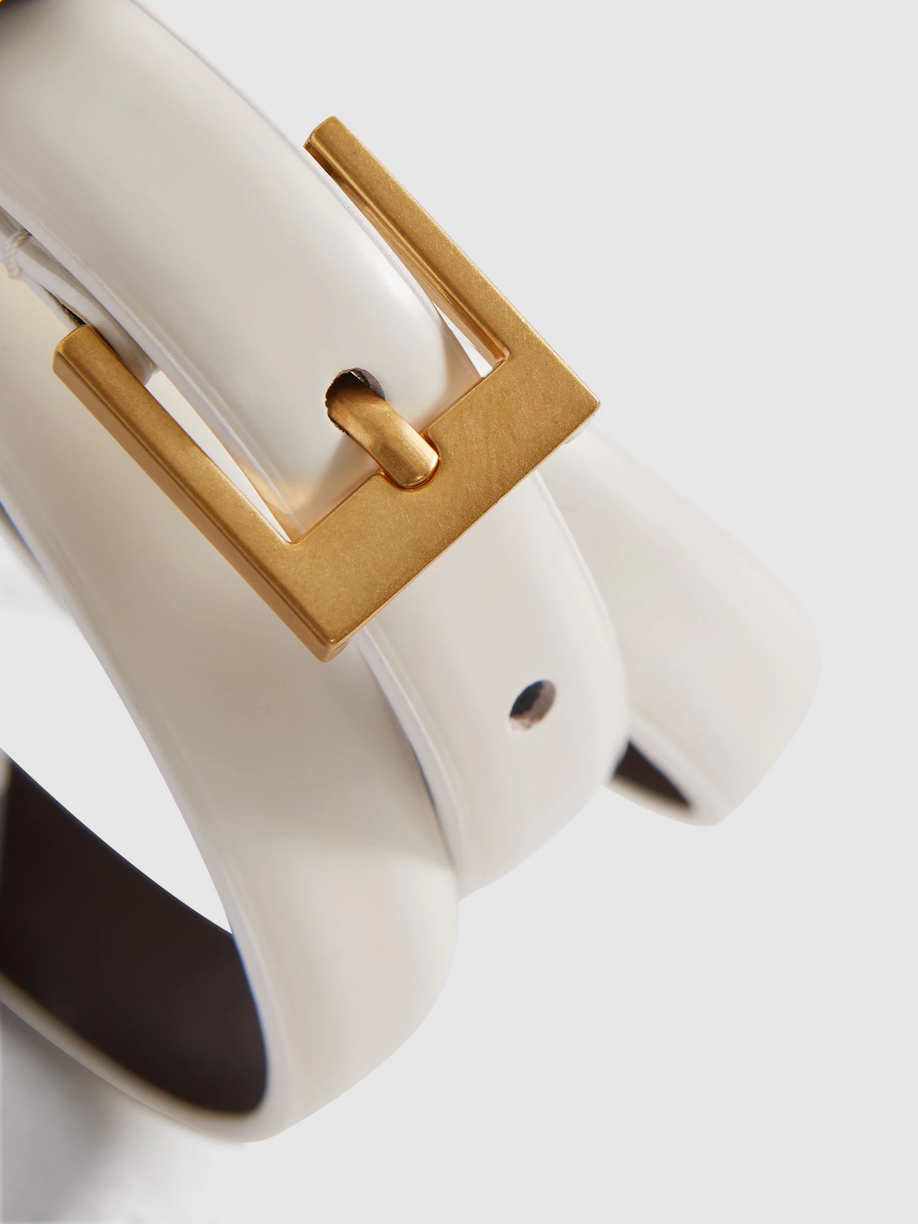 Off White - Reiss Holly Leren Smalle Riem