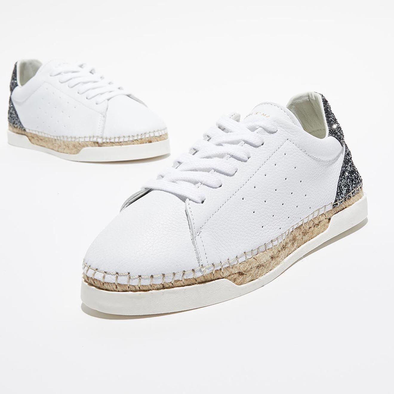 Canal Saint Martin Baskets espadrilles en Cuir Lancry glitter blanc/vert