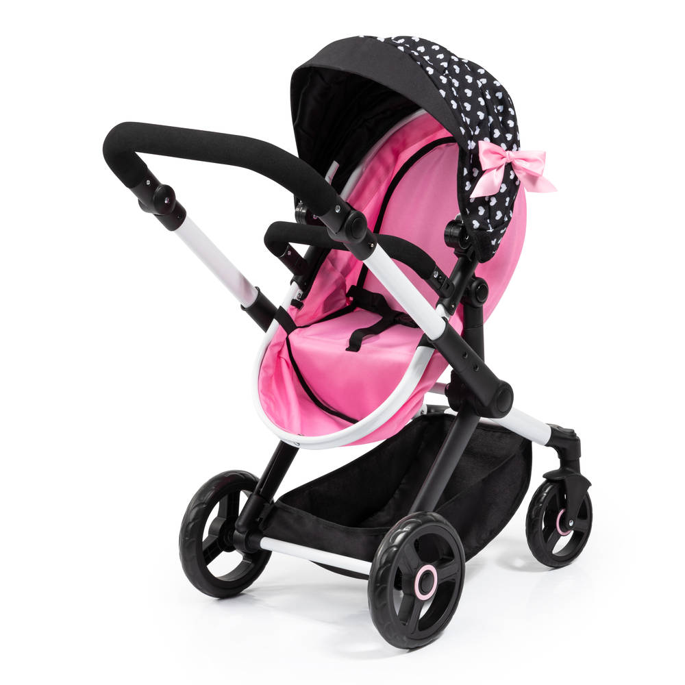 Poppenwagen XEO - zwart/roze