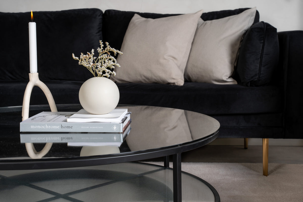 Hobro Salontafel - Ø100 cm - Zwart met Glas