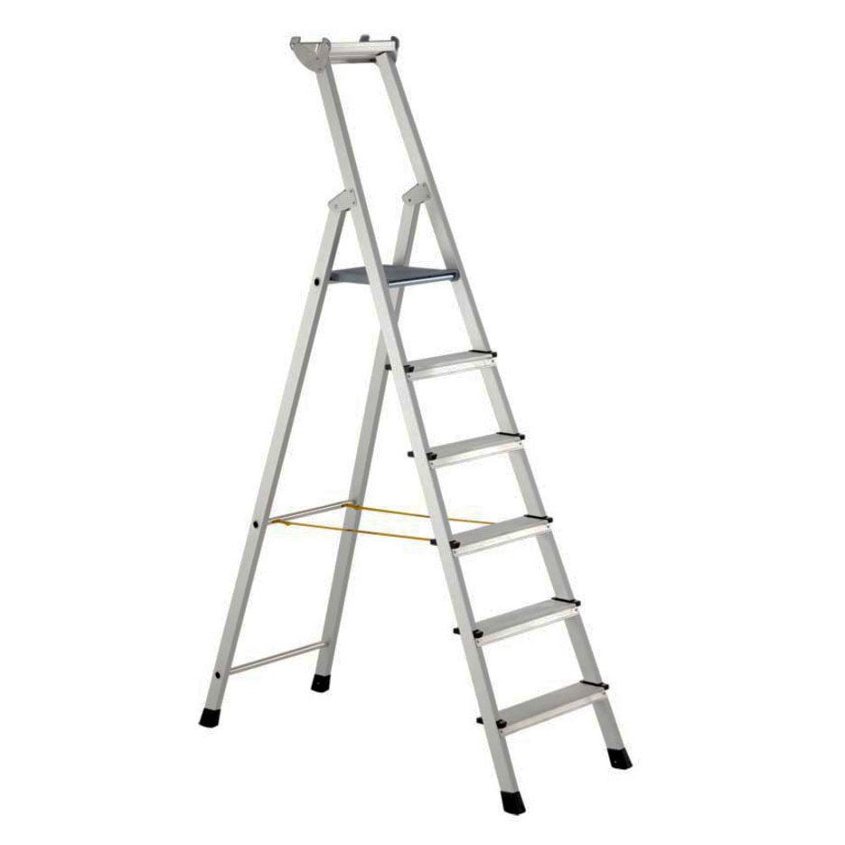 Zarges geklonken trapladder, geanodiseerd XLstep S 6 treden