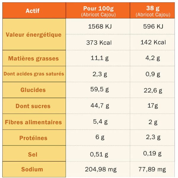 Barres énergétiques TA ENERGY BARRES BIO ENERGIE ABRICOT/CAJOU (UNITÉ)