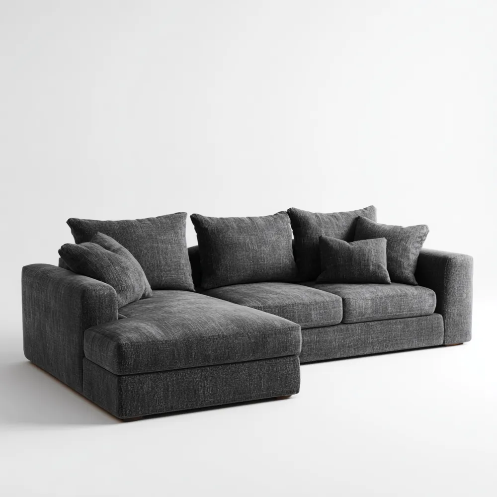 Ecksofa Stoff 250x160x85 cm - Dunkelgrau - Modernes Design