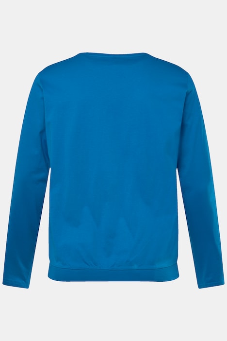 Men+ T-Shirt, Langarm, Bauchfit, Druck vorne, bis 8 XL