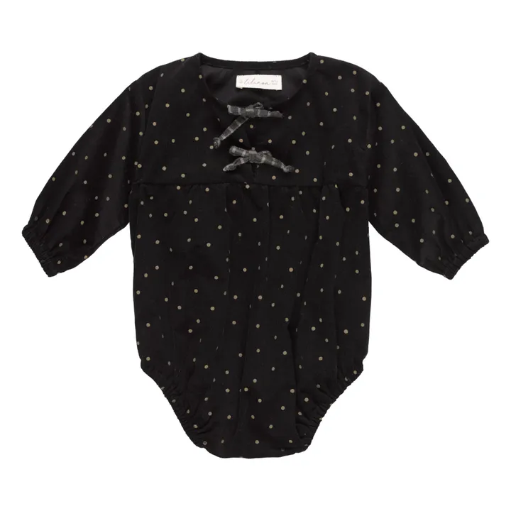 Lilinoa Barboteuse Velours Jules à Pois | Noir