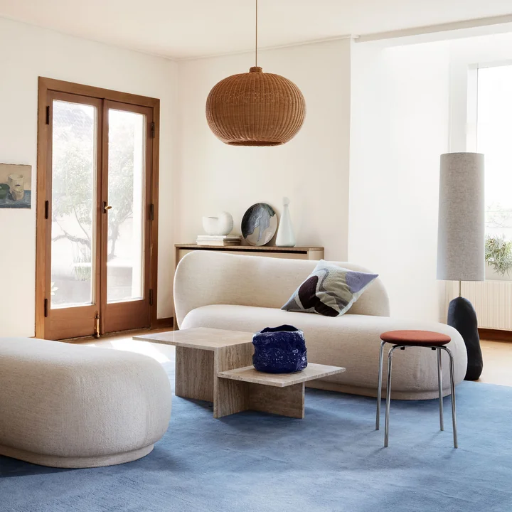 Ferm Living - Distinct Couchtisch, Travertin-Stein