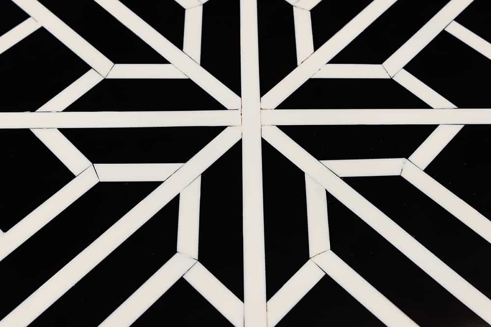 Beistelltisch HARMONY NATURE 45cm rund schwarz weiß Mosaik Kunsthandwerk