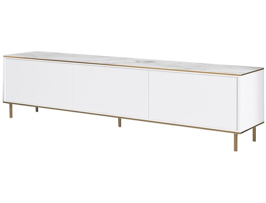 CONCEPT1 - Meuble TV Imaj Marbre Blanc, Or 180 x 45,2 x 35