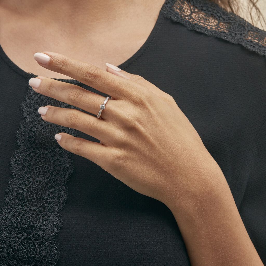 Bague Solitaire Symphonie Or Blanc Diamant