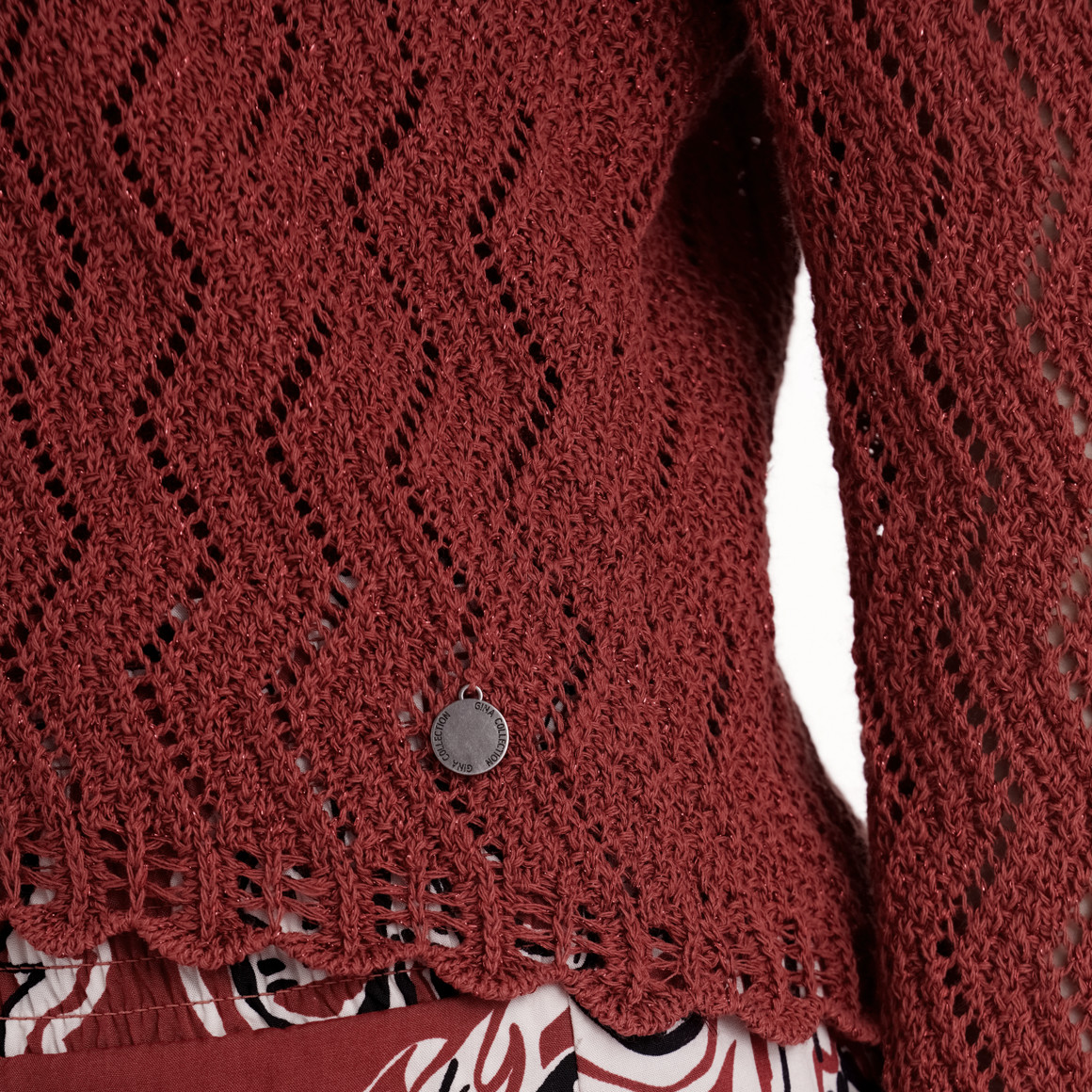 Gina Collection Damen Strickjacke mit Effektgarn dunkelrot