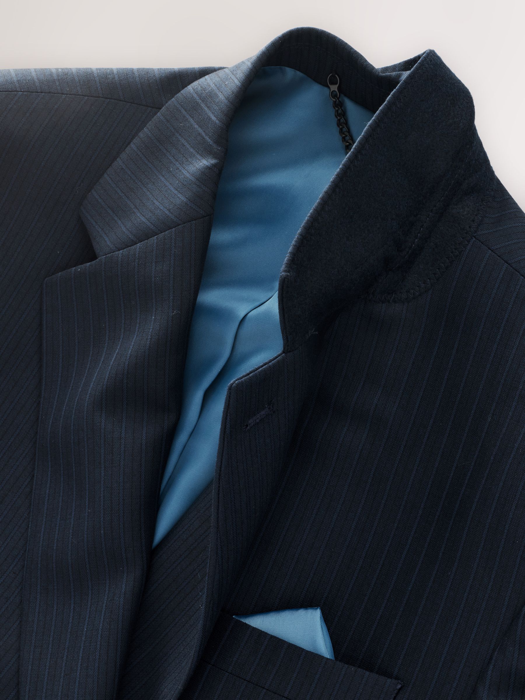 Donkerblauw - Double breasted gestreepte jack