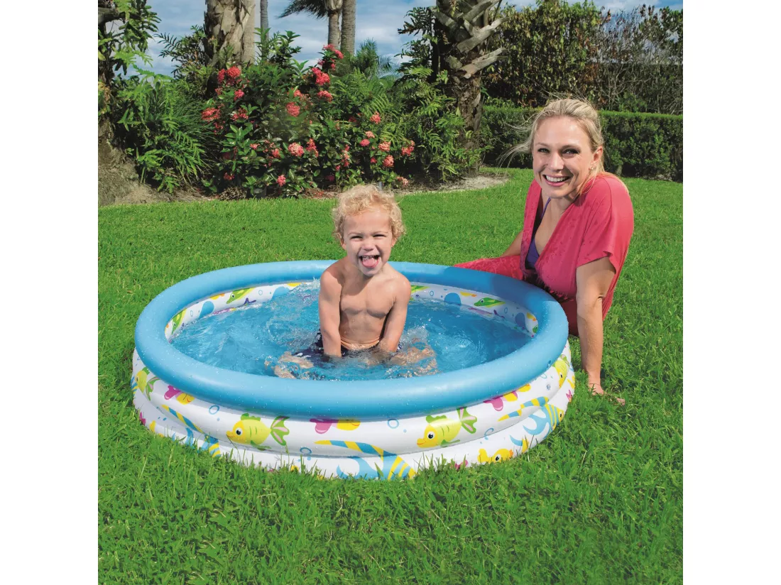 Piscine Ocean Life 3 boudins - D 102 x H 25 cm - Blanc