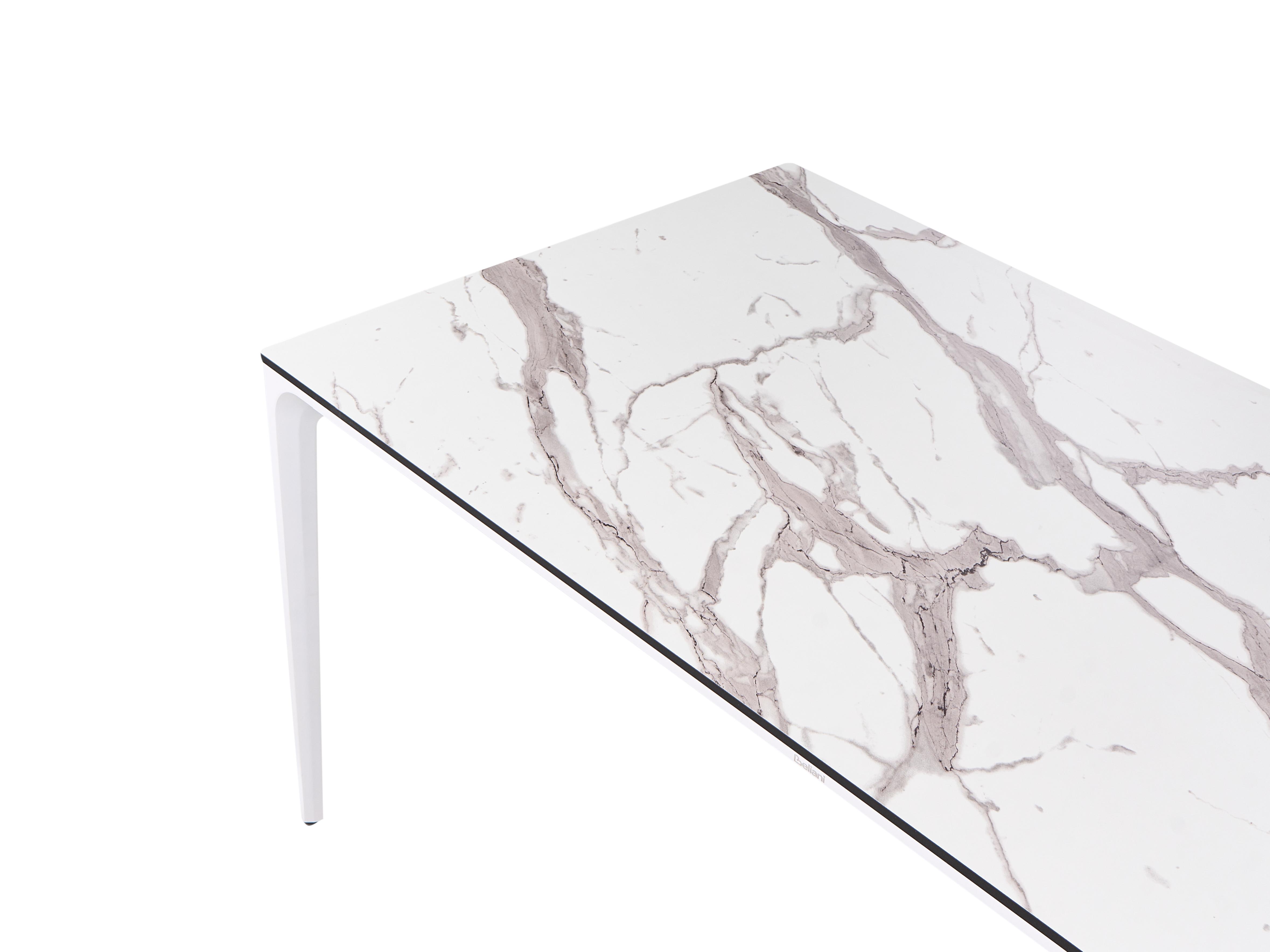 Tuin eettafel SOVARETO 180 cm 90 cm Marmereffect Wit marmer