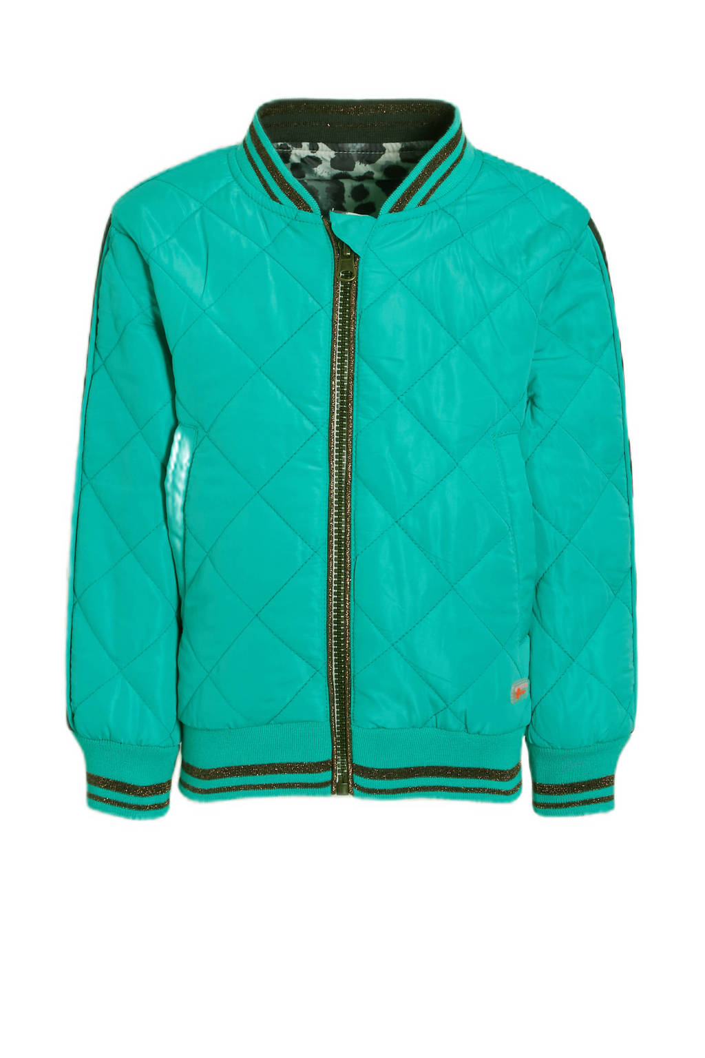 Orange Stars bomberjack zomer Marcella jacket reversible met all over print turquoise
