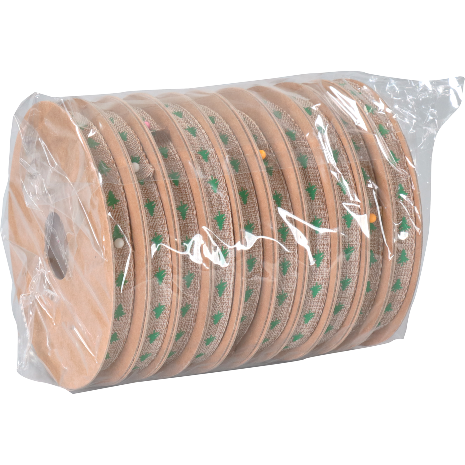 Lint, 10mm, 15m, Kerstboom, bruin/groen