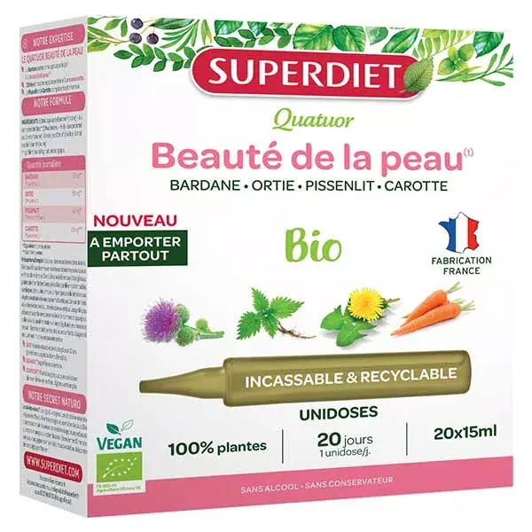 Superdiet Organic Skin Beauty Quartet - 20 ampolas de dose única