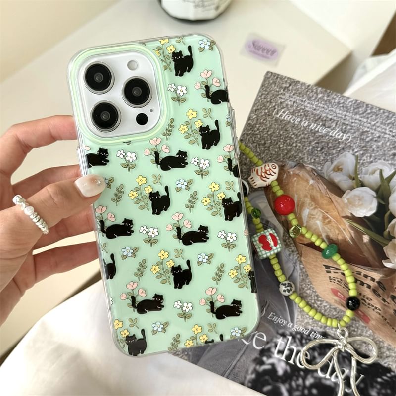 Fonekase - Kattenbloemen telefoonhoesje - Apple iPhone 16 Pro Max / 16 Pro / 16 Plus / 16 / 15 Pro Max / 15 Pro / 15 Plus / 15 / 14 Pro Max / 14 Pro / 14 Plus / 14 / SE / 13 Pro Max / 13 Pro / 13