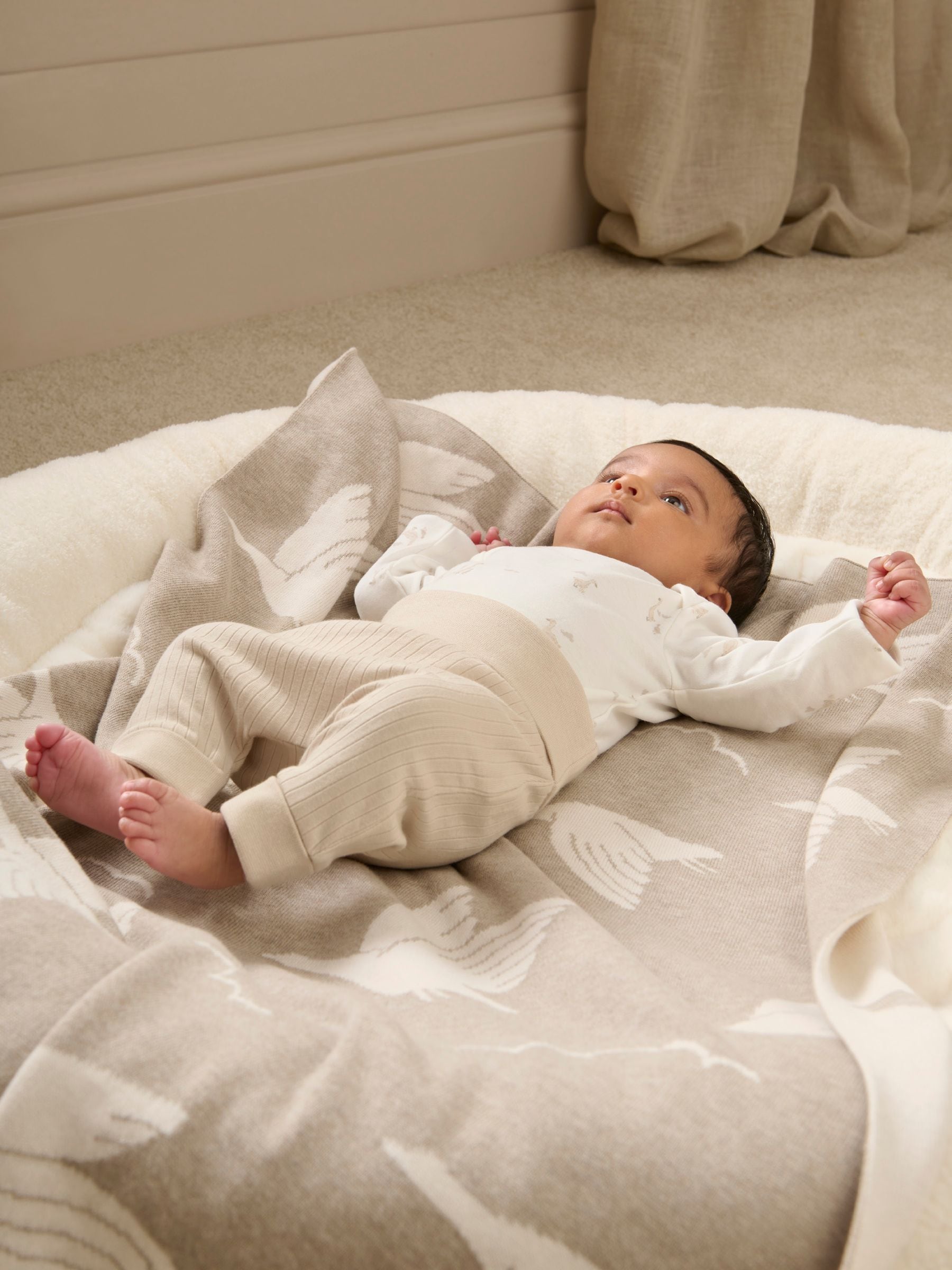 Bruin - Mamas & Papas 100% katoenen eendje set van bruine jerseyjas met rompertje en legging