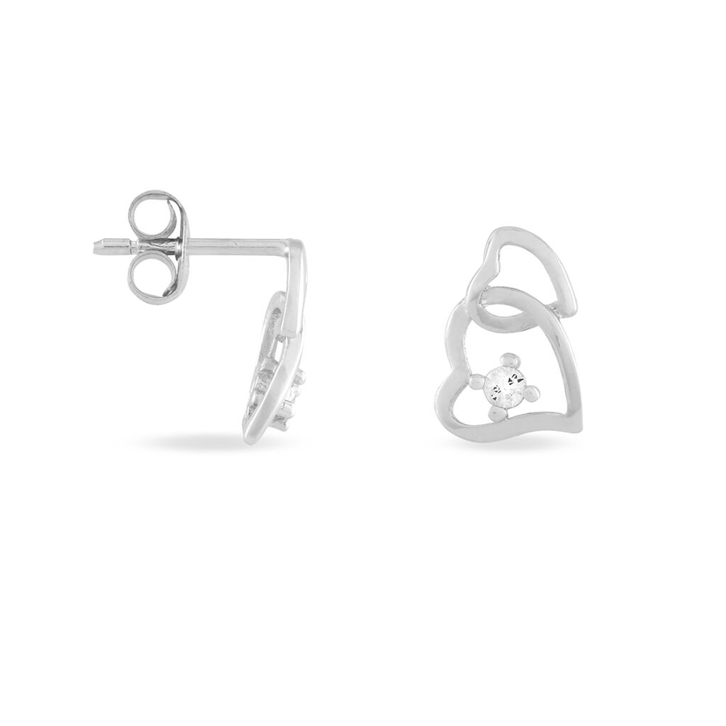 Boucles D'oreilles Puces Roma Argent Blanc Oxyde De Zirconium
