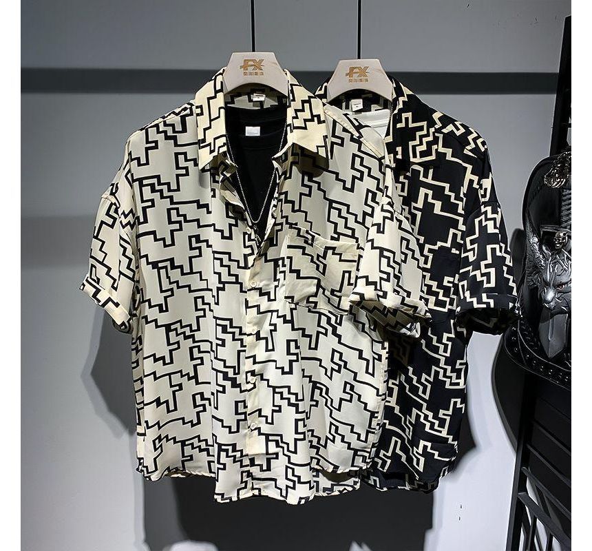 Fluffush - Shirt met korte mouwen, kraag en patroonprint