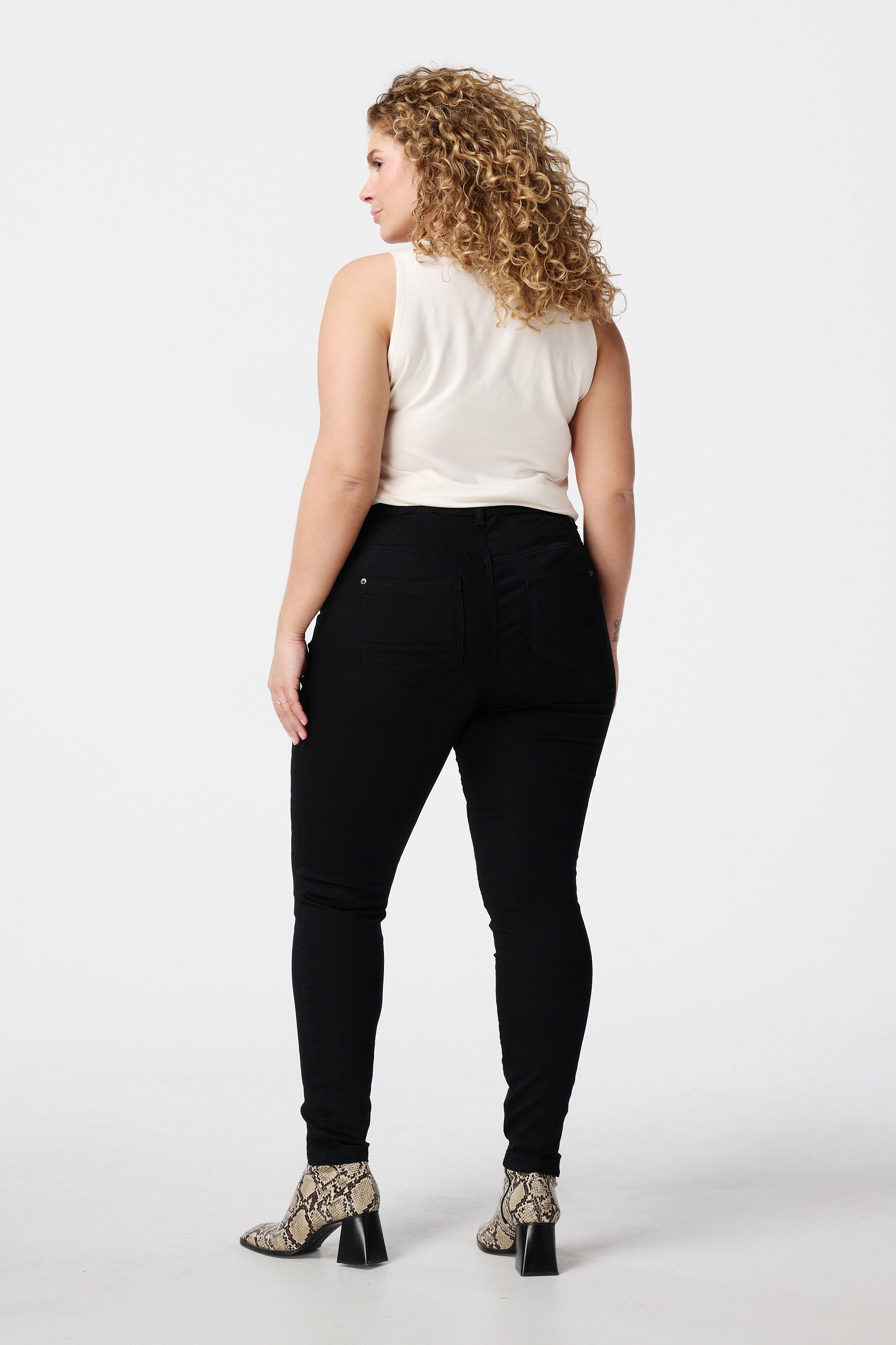 Tregging met denim look Zwart