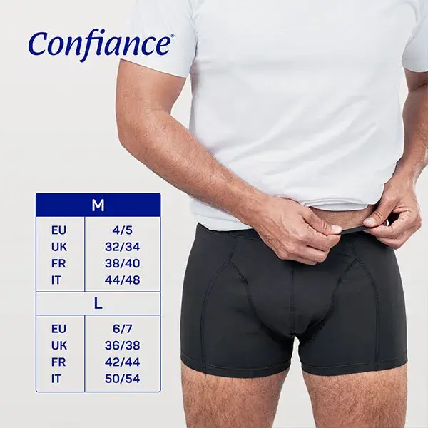 Confiance Men - Cuecas Boxer Masculinas Laváveis e Absorventes, Tamanho M