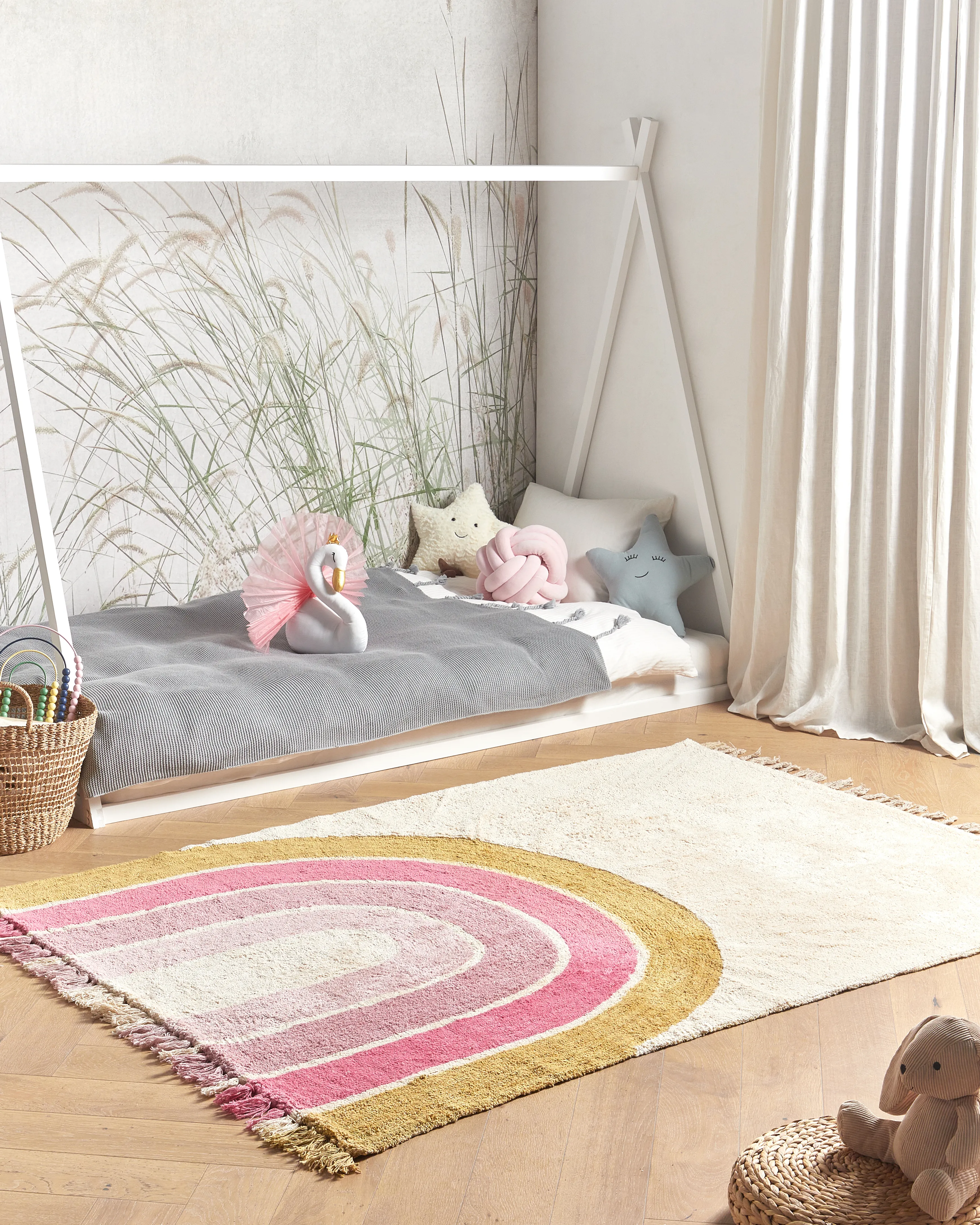 Kindervloerkleed TATARLI Roze 140 x 200 cm Katoen