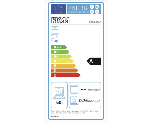 PKM oven zonder kookplaat EBO6-60AF, bruikbaar volume 60 l