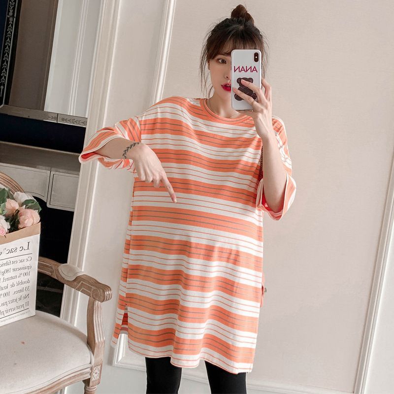Levsayte - Zwangerschaps T-shirt met korte mouwen en strepen / leggings / set