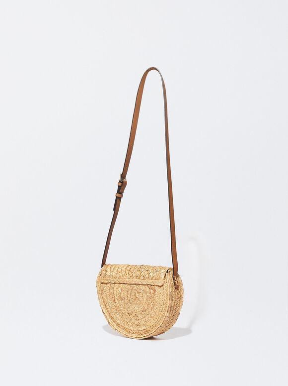 Sacola de compras com pompons de palha - Bege