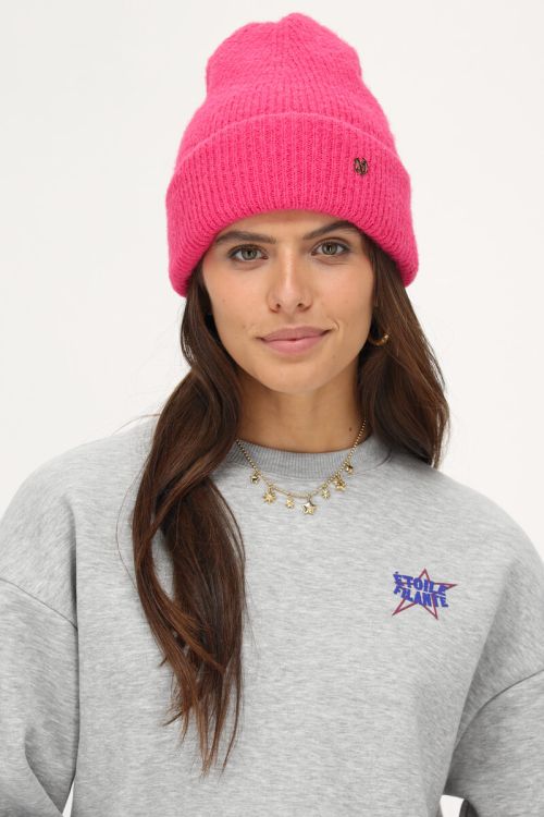 Roze muts gebreid