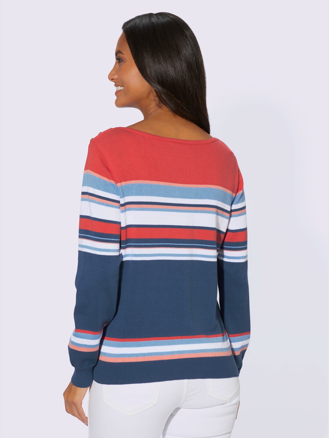 Pull à manches longues boutons fantaisie aux épaules