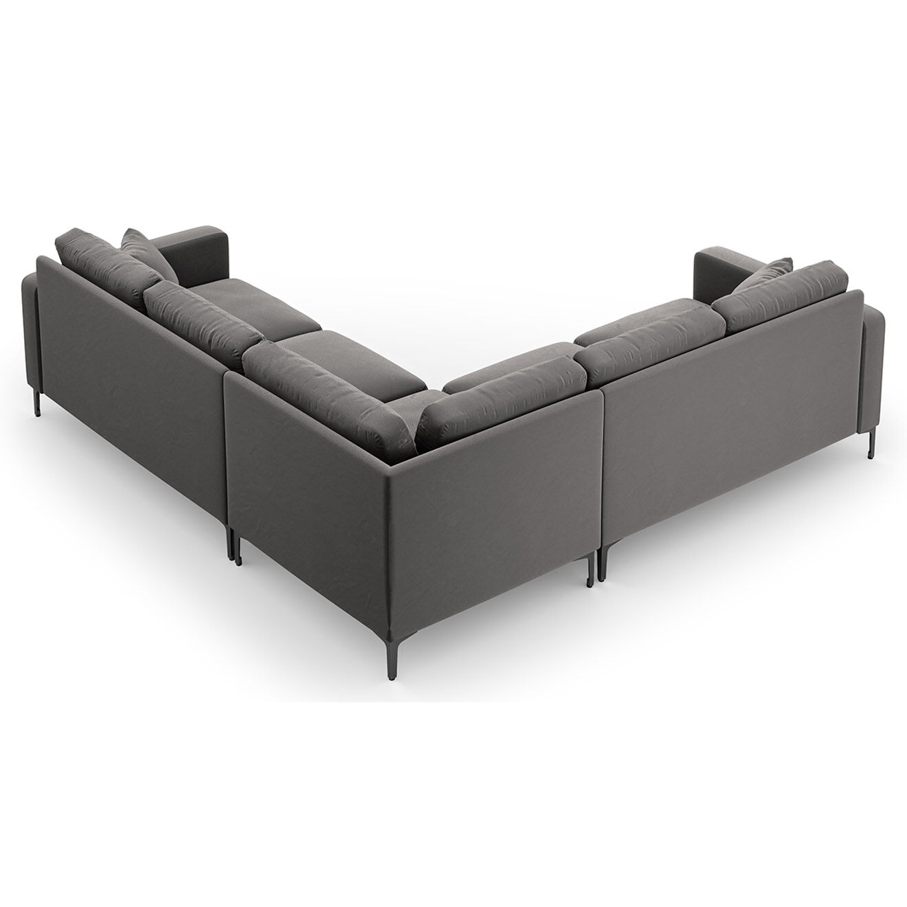 Mazzini Sofas Canapé d'angle Symétrique En Velours Venus 5 Places gris - 250x238x90 cm