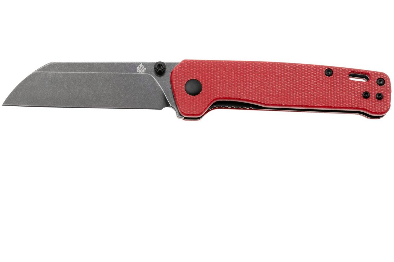 QSP Knife Penguin V2 QS130V2-D2 Blackwashed D2, Red Micarta, zakmes